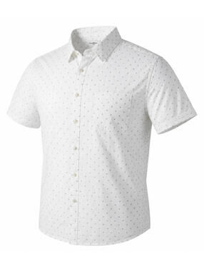 Goodfellow White Black Dots Mens XXL Short Sleeve Button Up Shirt 2XL